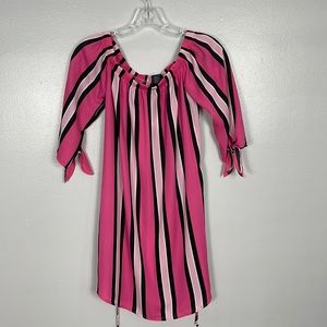 Rue 21 Pink Vertical Stripe Half Sleeve Mini Dress Size Extra Small